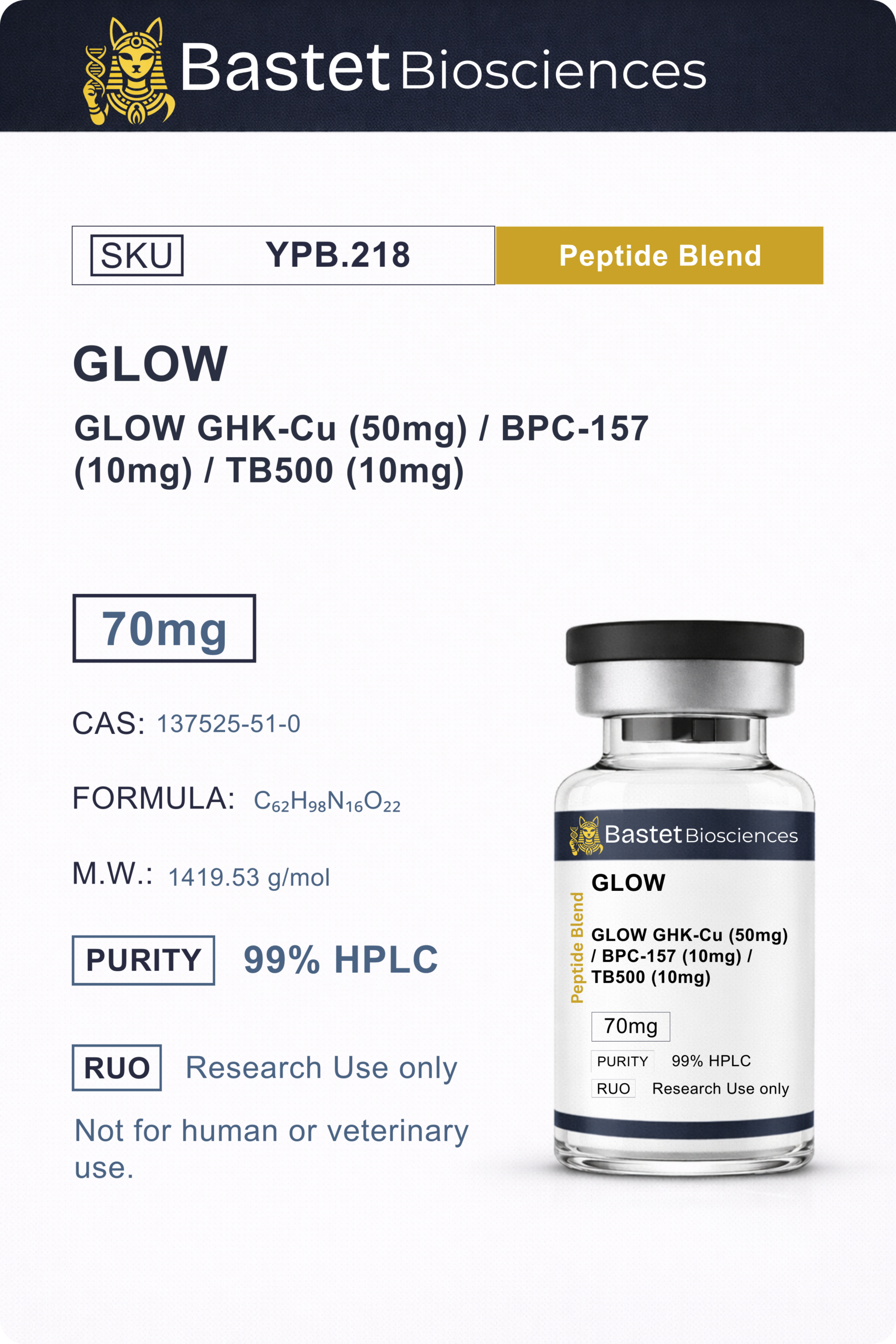 GLOW GHK-Cu (50mg) / BPC-157 (10mg) / TB500 (10mg)