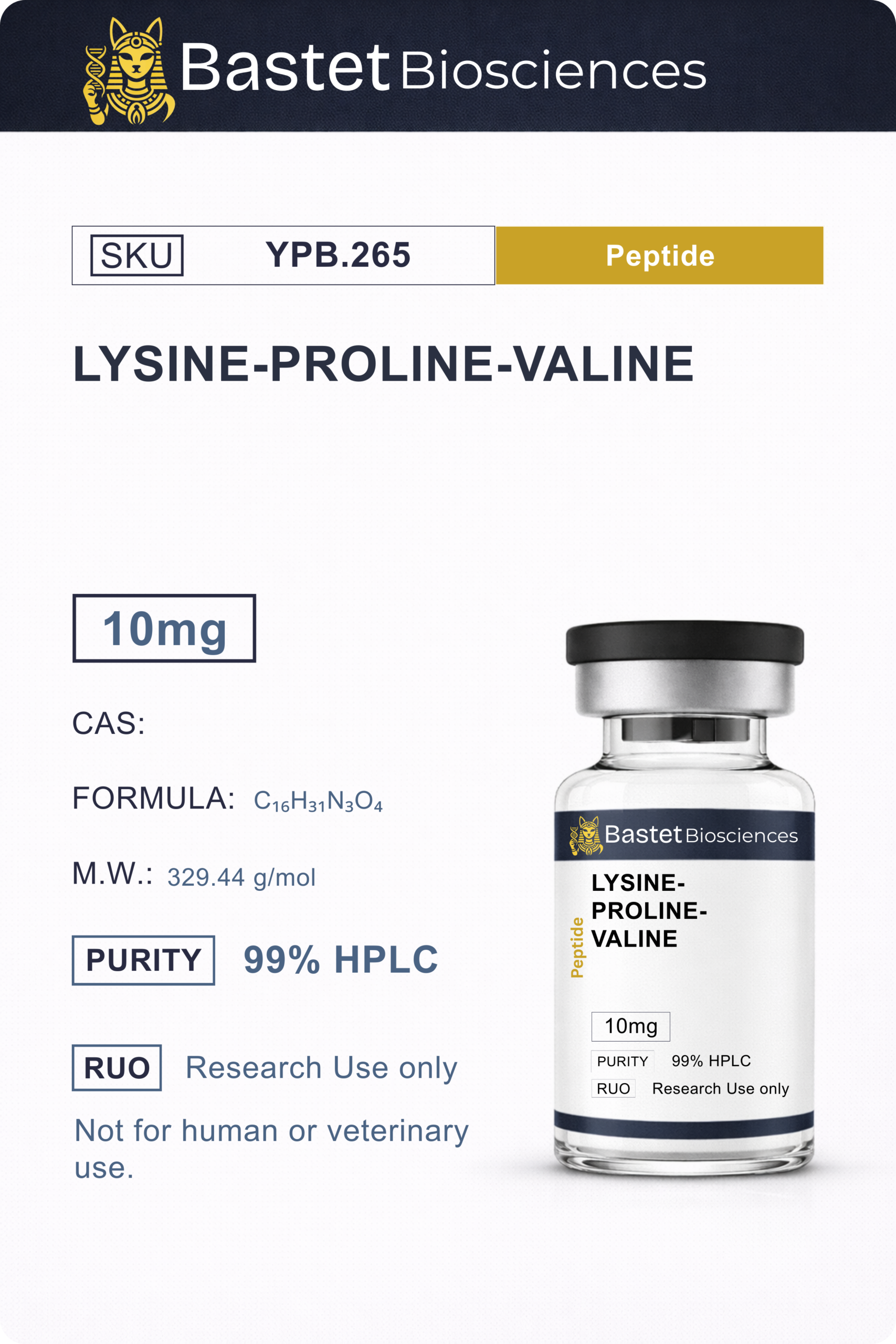 LYSINE-PROLINE-VALINE (10mg)